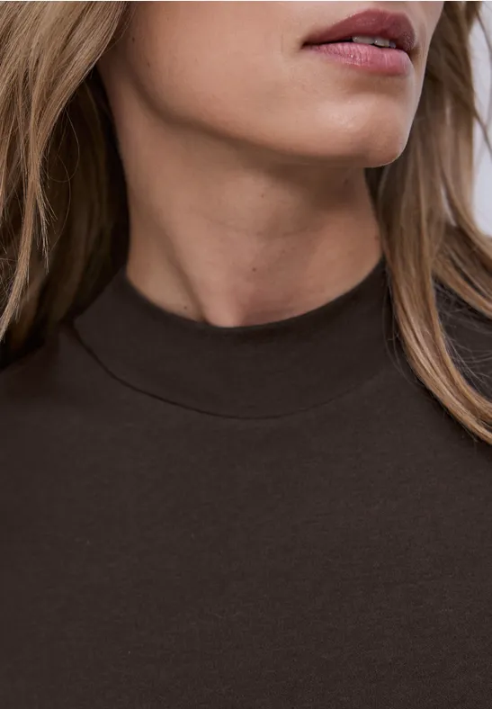 Basic Shirt mit Turtle Neck espresso brown