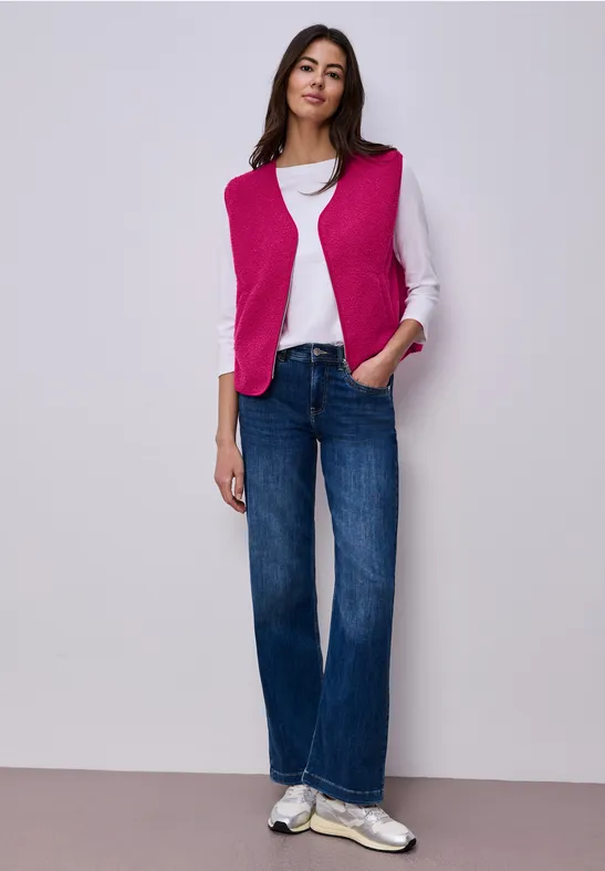 Weste mit V-Neck aus Teddy-Material magenta dream