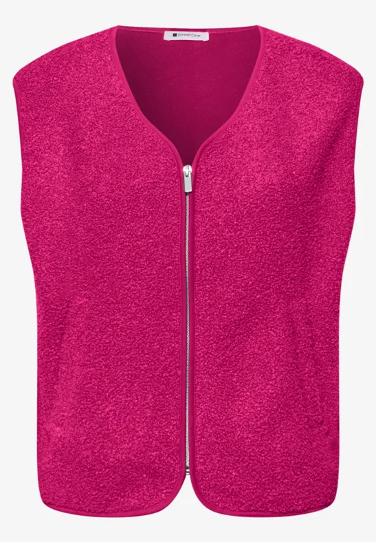 Weste mit V-Neck aus Teddy-Material magenta dream