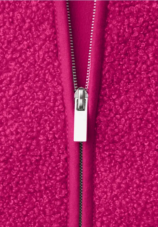 Weste mit V-Neck aus Teddy-Material magenta dream