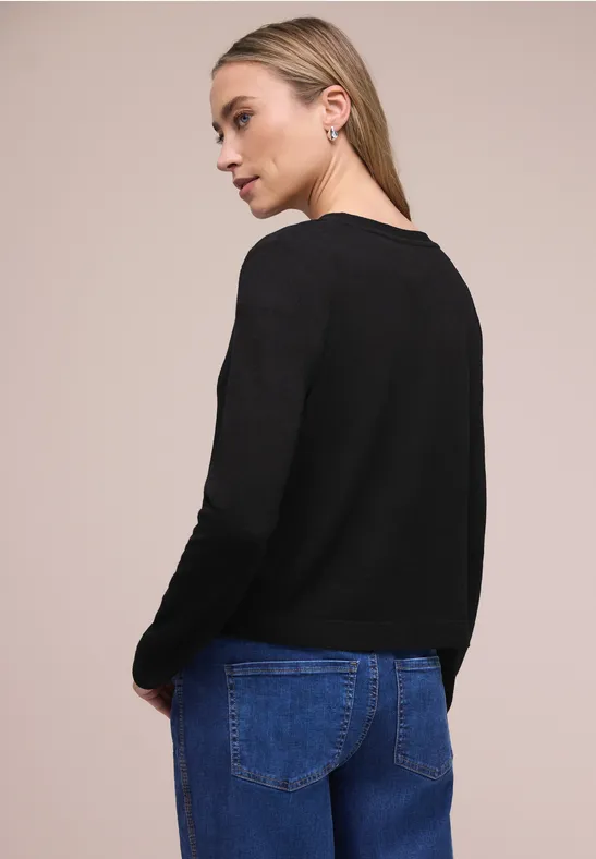 Langarm Jacke im Strick-Look Black