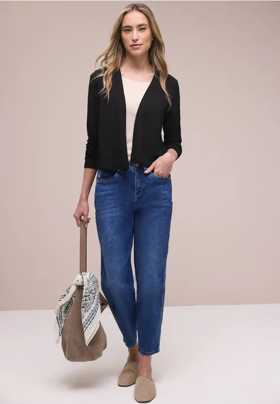 Langarm Jacke im Strick-Look Black