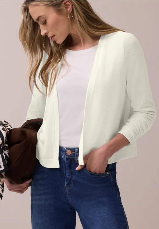 Langarm Jacke im Strick-Look off white