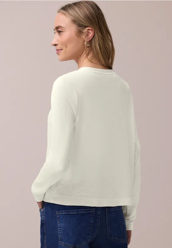 Langarm Jacke im Strick-Look off white