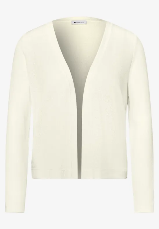 Langarm Jacke im Strick-Look off white