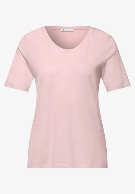 Basic T-Shirt mit V-Neck minimal rose