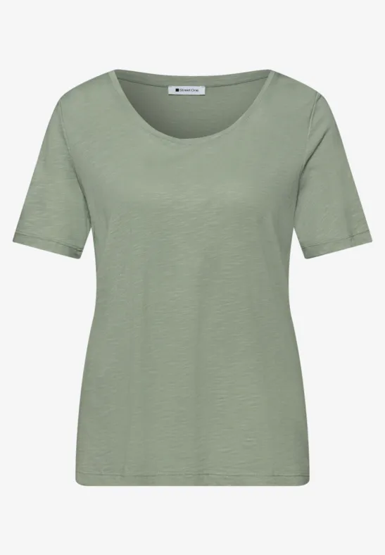 Basic T-Shirt mit V-Neck mint leaf