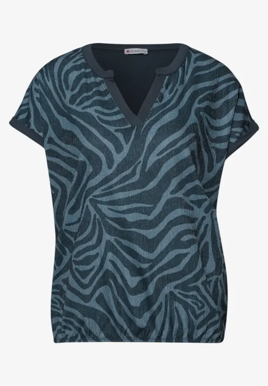 T-shirt met split neck en elastische zoom cool vintage green