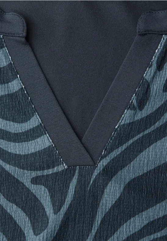 T-shirt met split neck en elastische zoom cool vintage green