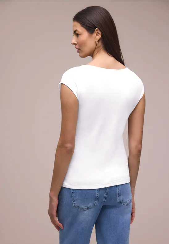 Ärmelloses Shirt mit Diamantausschnitt White