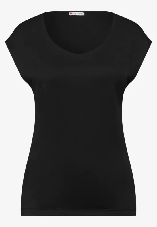 Koszulka bez rękawów z dekoltem z diamencikami Black