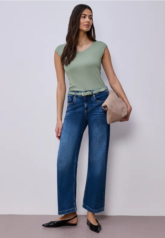 Ärmelloses Shirt mit Diamantausschnitt dark serene green