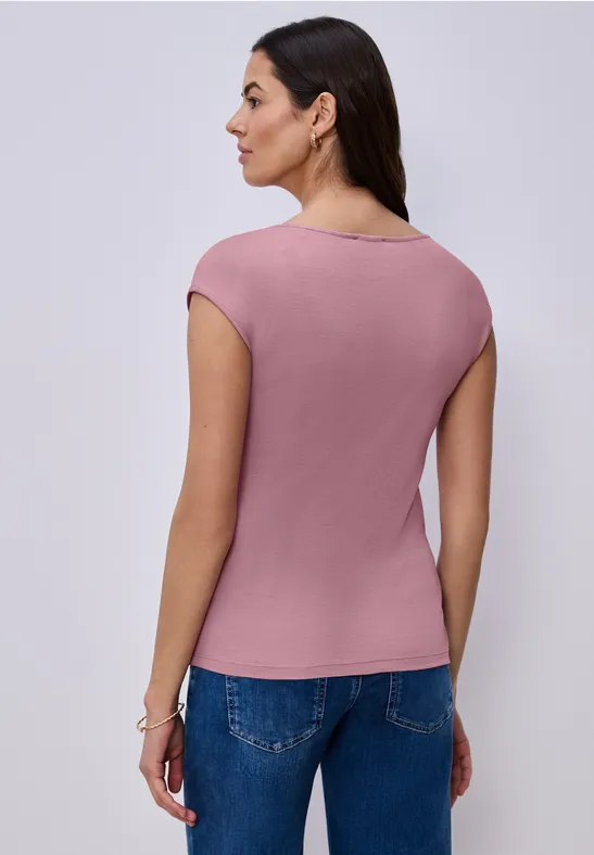 Shirt zonder mouwen met diamanten halslijn clouded blush