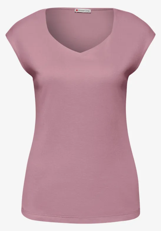 Shirt zonder mouwen met diamanten halslijn clouded blush