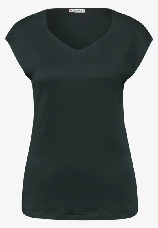 Ärmelloses Shirt mit Diamantausschnitt deep bound green