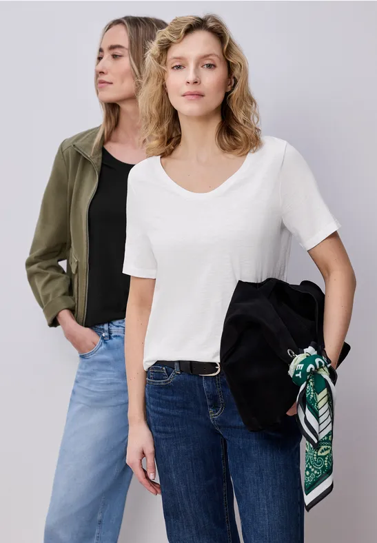 Basic T-Shirt mit Kurzarm im 2er-Pack white/black