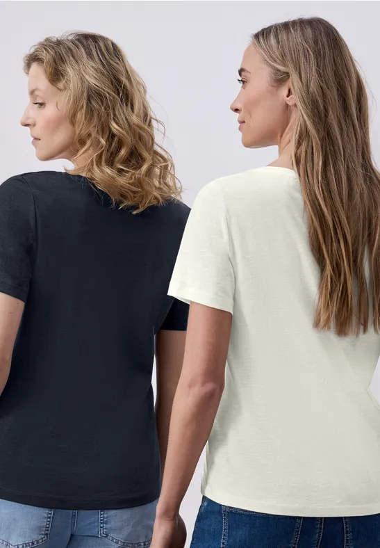 Basic T-Shirt mit Kurzarm im 2er-Pack off white/shadowed navy