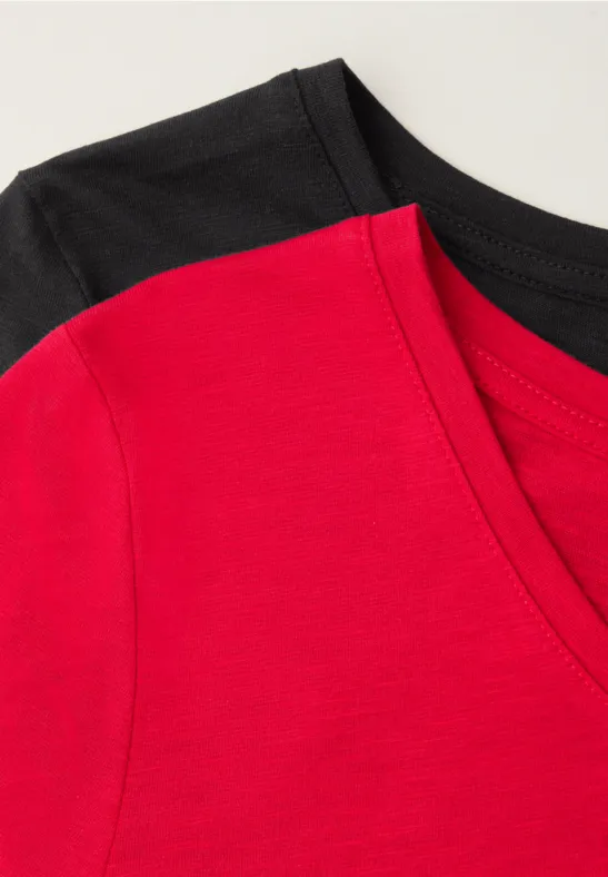 Basic T-Shirts im 2er-Pack black/salsa red