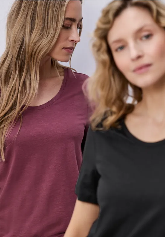 Basic T-Shirt mit Kurzarm im 2er-Pack black/dark clouded blush