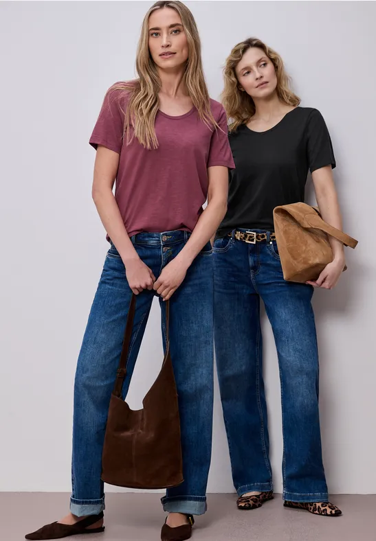 Basic T-Shirt mit Kurzarm im 2er-Pack black/dark clouded blush