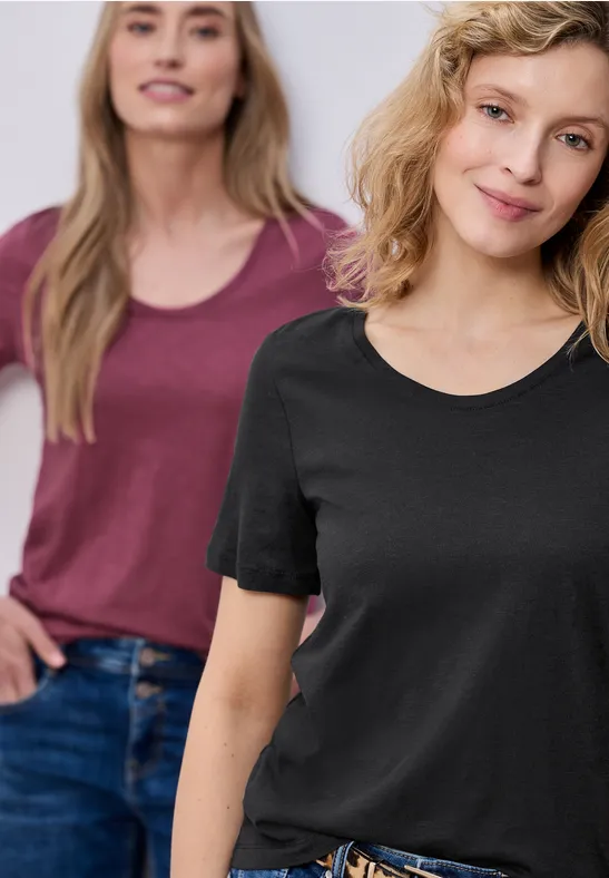 Basic T-Shirt mit Kurzarm im 2er-Pack black/dark clouded blush