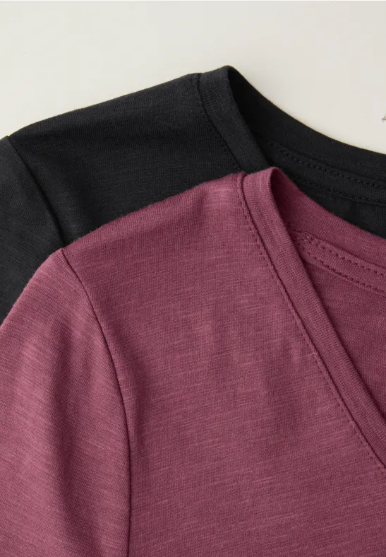 Basic T-Shirt mit Kurzarm im 2er-Pack black/dark clouded blush