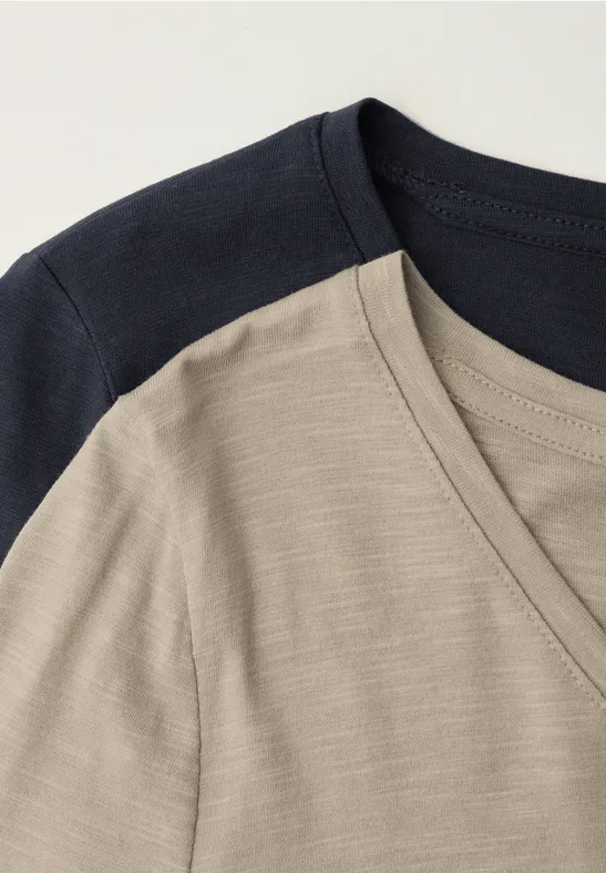 Basic T-Shirt mit Kurzarm im 2er-Pack shadowed navy/timeless beige