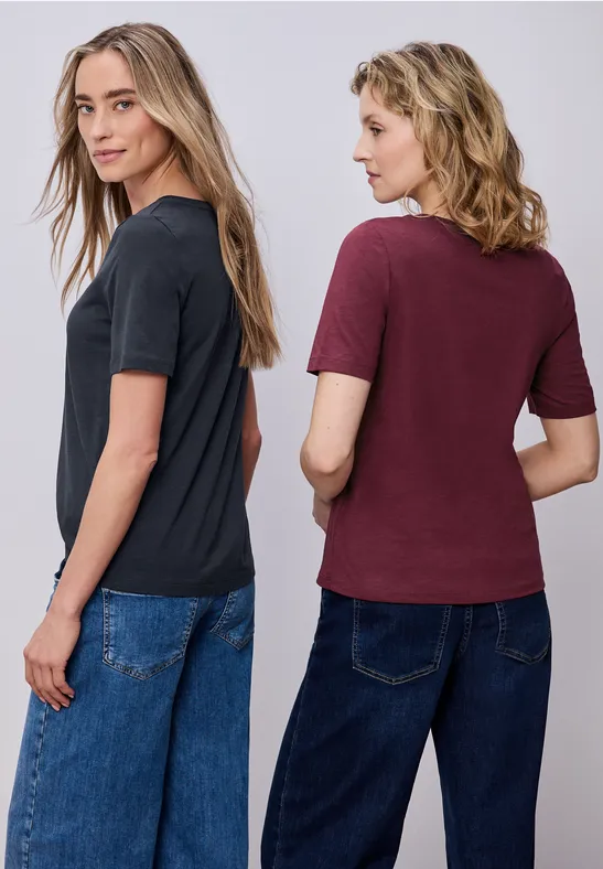Basic Shirt in een 2-pack shadowed navy/truffle red