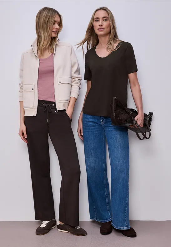 Basic T-Shirts im 2er-Pack espresso brown/clouded blush