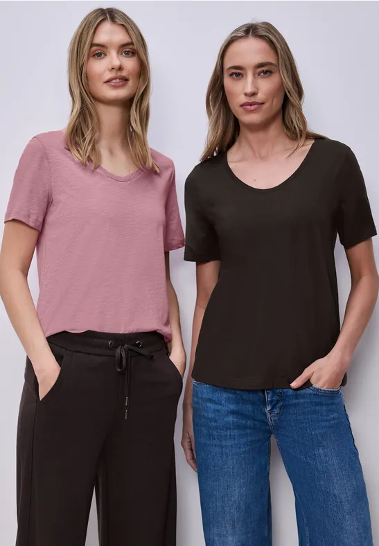 Basic T-Shirts im 2er-Pack espresso brown/clouded blush