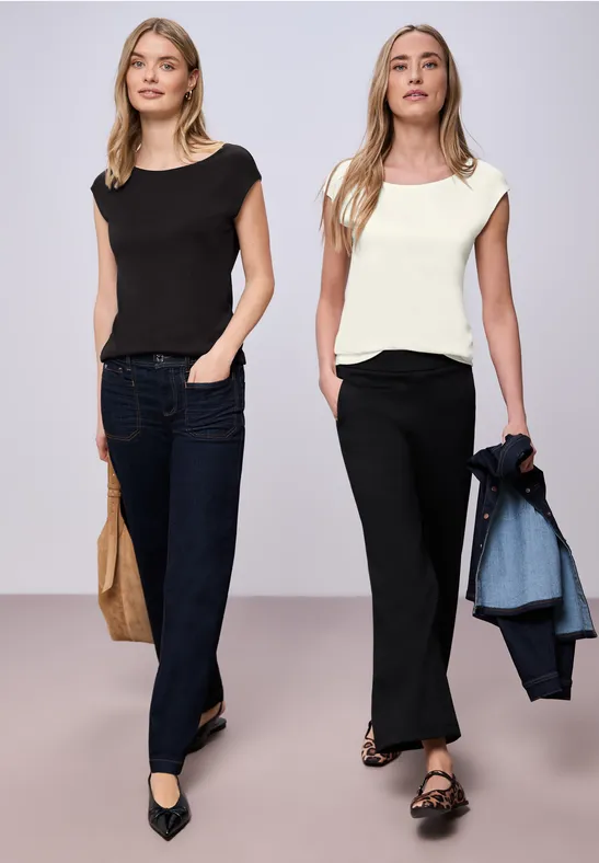 Basic Shirts im 2er-Pack off white/black