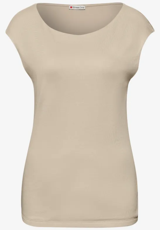 Basic Shirt mit Boatneck im 2er-Pack cotton beige/espresso brown