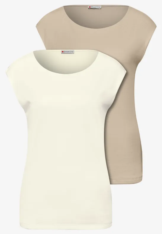 Basic Shirts im 2er-Pack off white/cotton beige