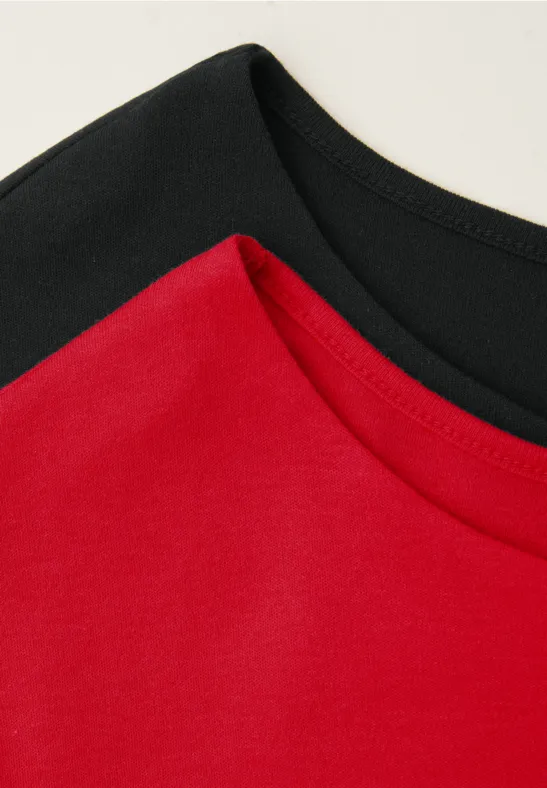 Basic Shirt mit Boatneck im 2er-Pack black/salsa red