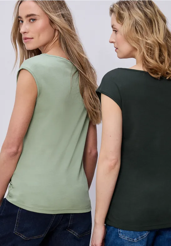 Basic Shirt mit Boatneck im 2er-Pack mint leaf/deep bound green