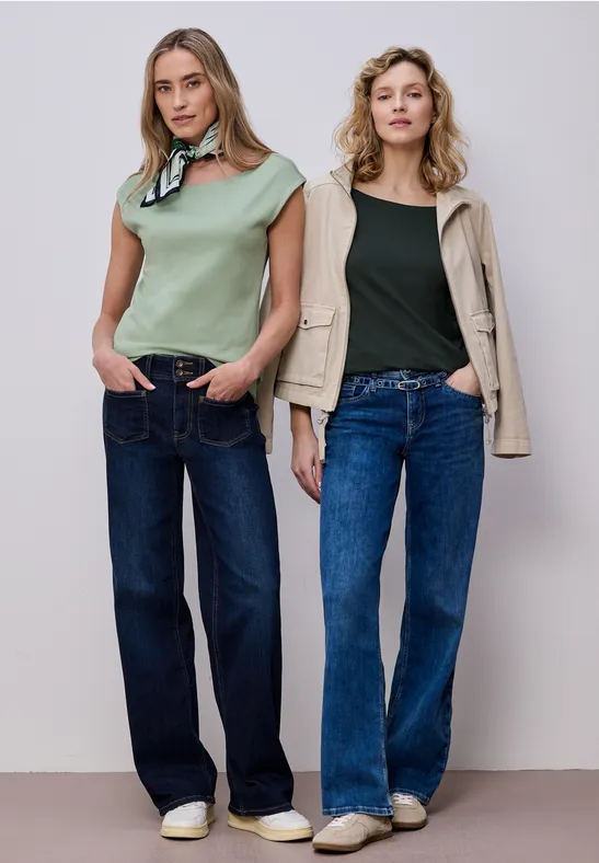 Basic Shirt mit Boatneck im 2er-Pack mint leaf/deep bound green