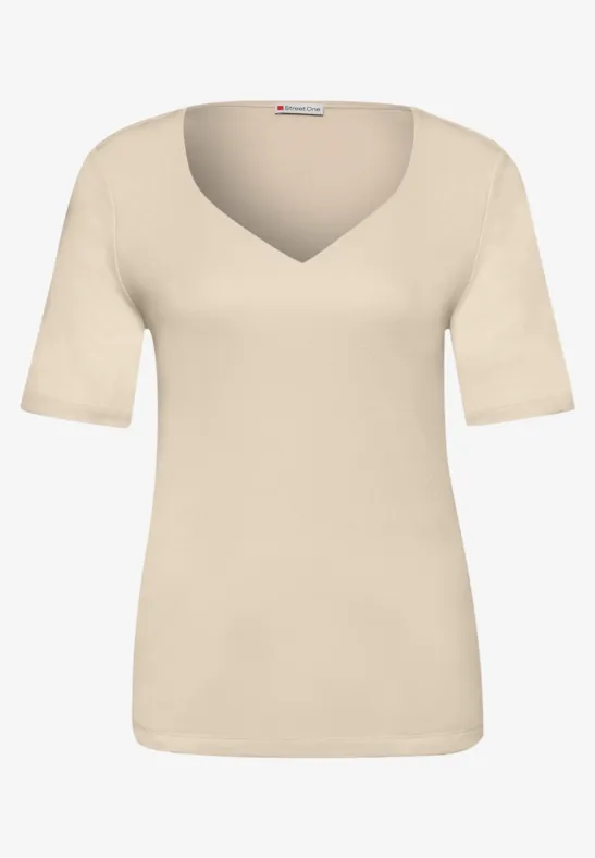 T-shirts avec encolure en cœur en pack de 2 cotton beige/espresso brown