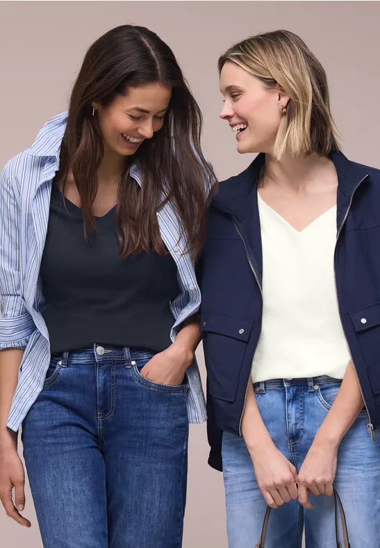 T-shirts avec encolure en cœur en pack de 2 off white/shadowed navy