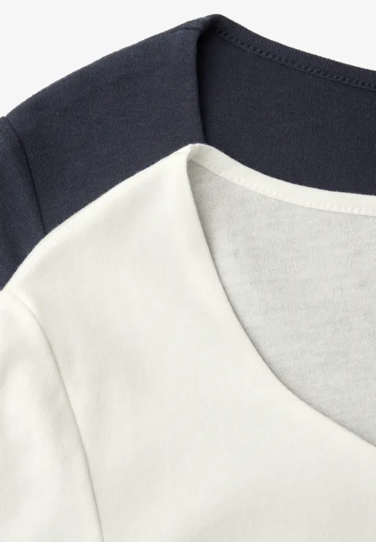 T-shirts avec encolure en cœur en pack de 2 off white/shadowed navy