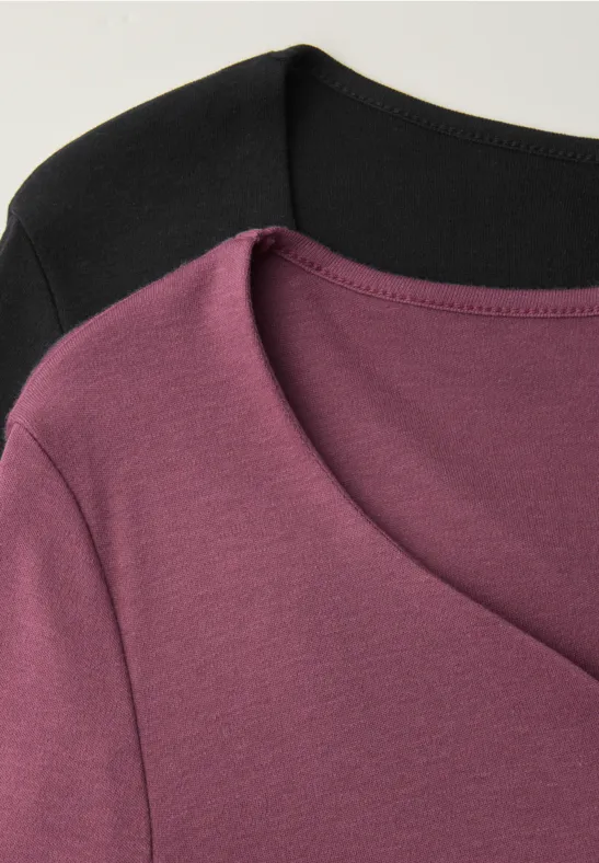 T-Shirts mit Herzausschnitt im 2er-Pack black/dark clouded blush