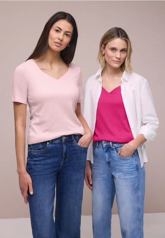 T-Shirts mit Herzausschnitt im 2er-Pack magenta dream/minimal rose