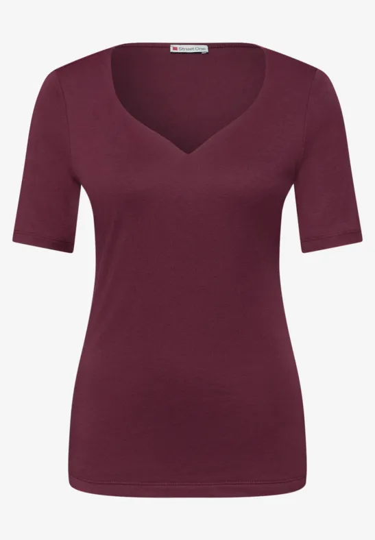 T-Shirts mit Herzausschnitt im 2er-Pack shadowed navy/truffle red