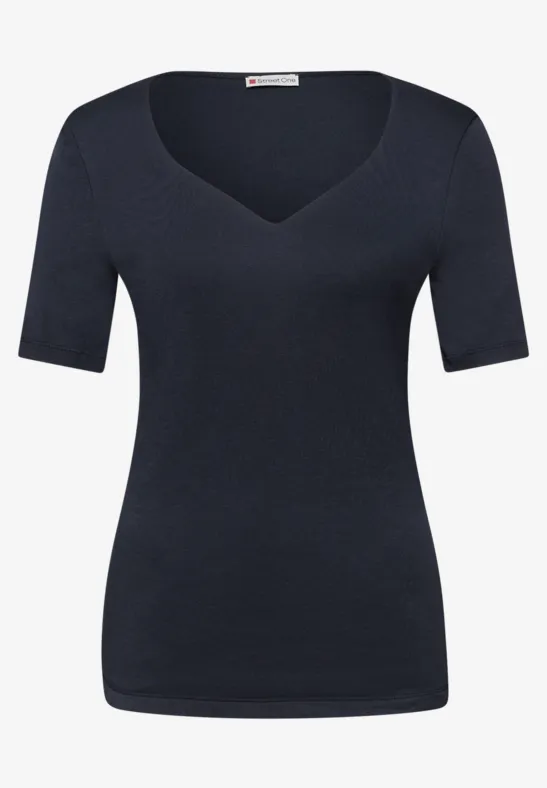 T-Shirts mit Herzausschnitt im 2er-Pack shadowed navy/truffle red