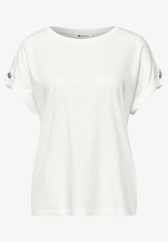 T-shirt à col rond avec détails de boutons off white