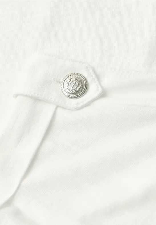 T-shirt à col rond avec détails de boutons off white