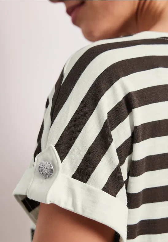 Shirt met ronde hals en knoopdetail espresso brown