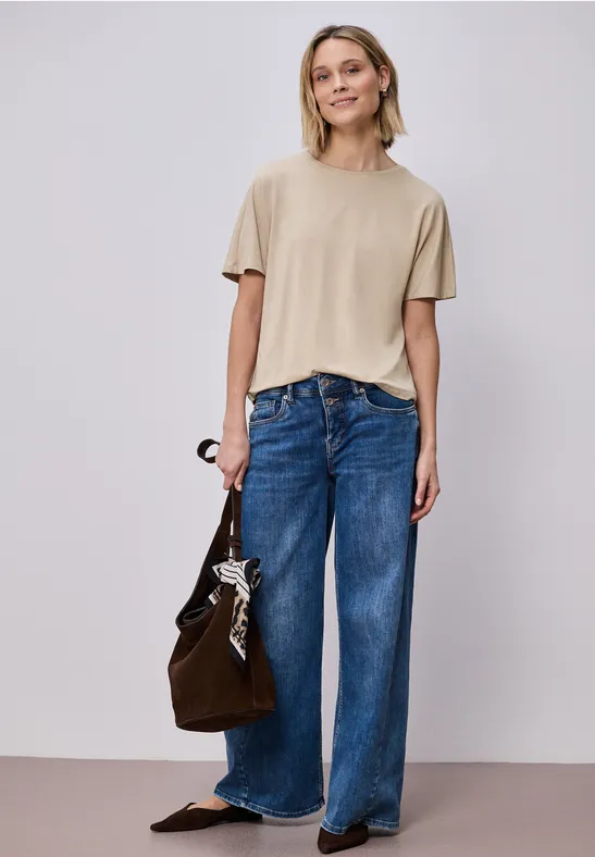 Basic Shirt met schouders cotton beige