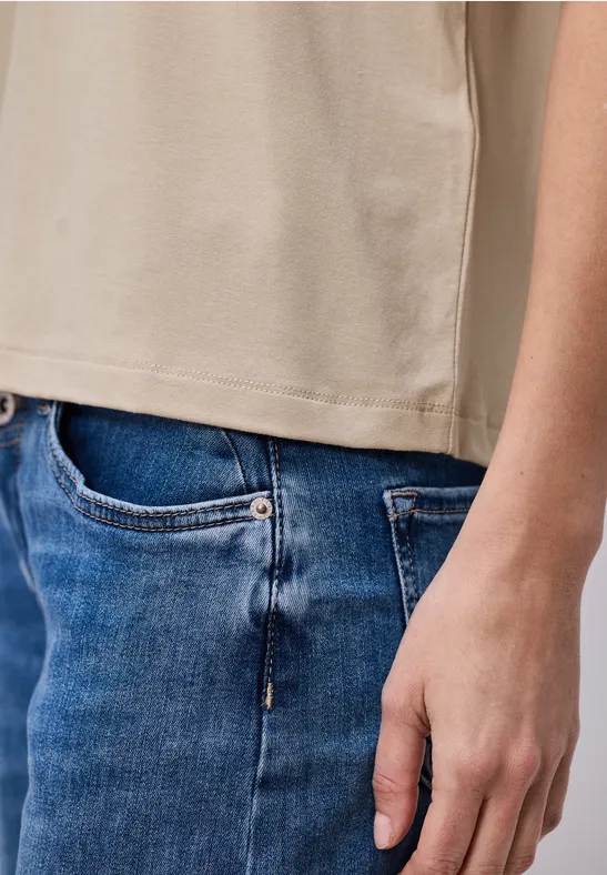 Basic Shirt met schouders cotton beige