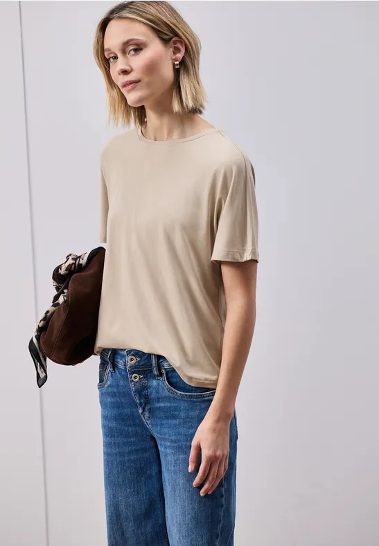 Basic Shirt met schouders cotton beige