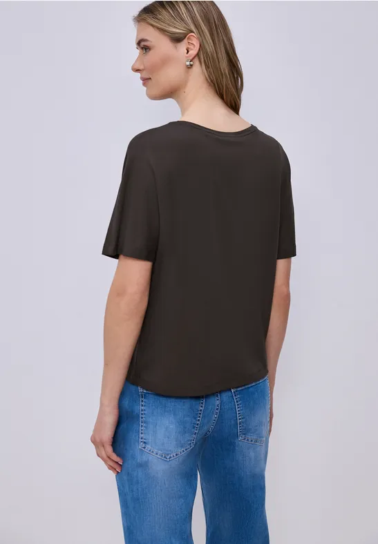 Basic Shirt met schouders espresso brown